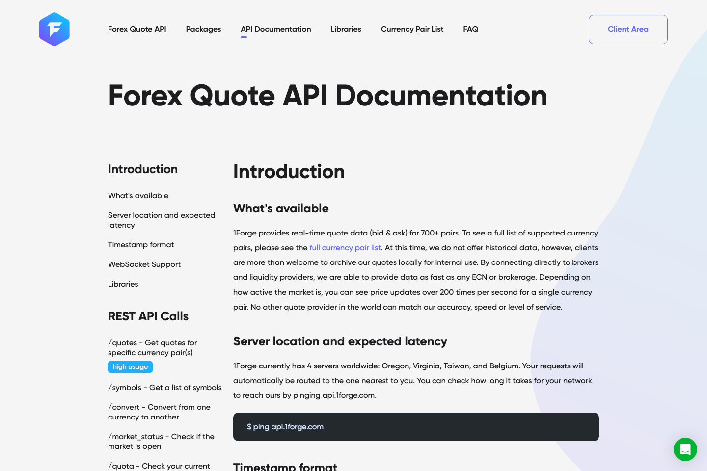 1Forge documentation page