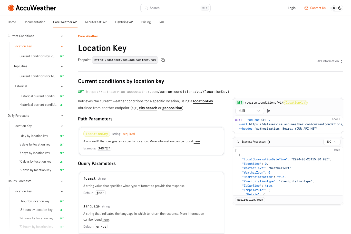 AccuWeather documentation page