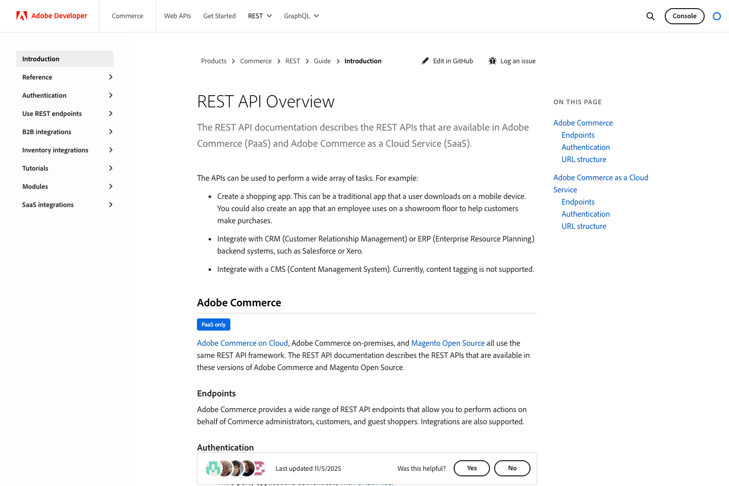 Adobe Commerce (Magento) documentation page