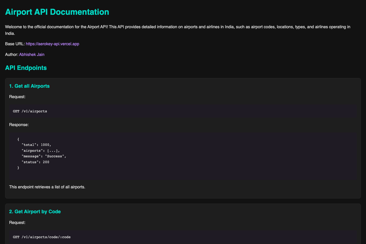 Aero Key, India documentation page