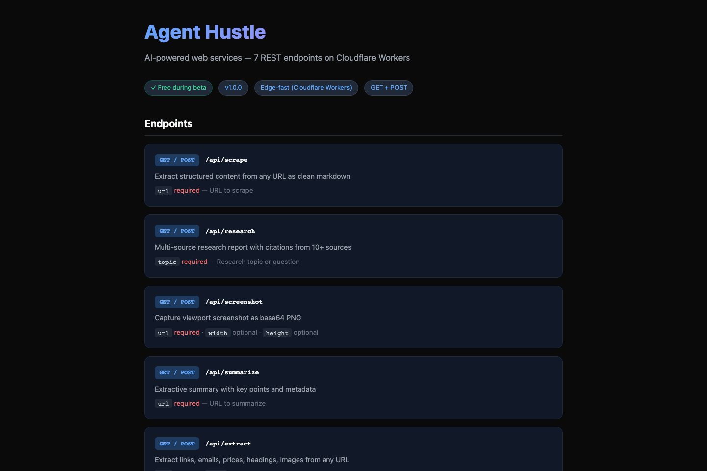 Agent Hustle documentation page