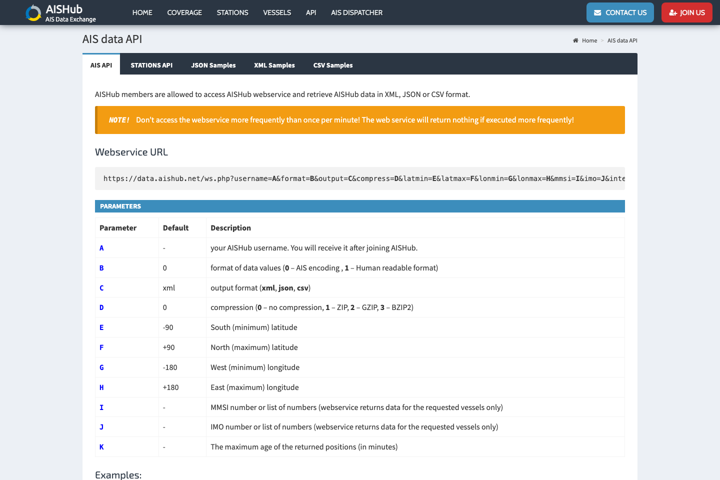 AIS Hub documentation page