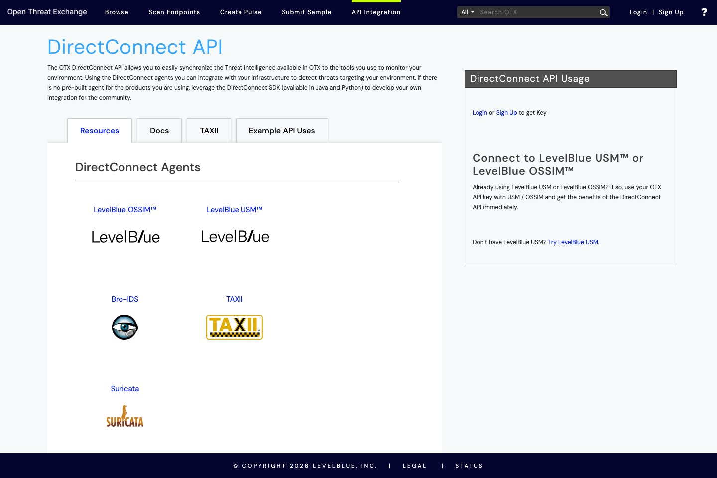 AlienVault Open Threat Exchange (OTX) documentation page