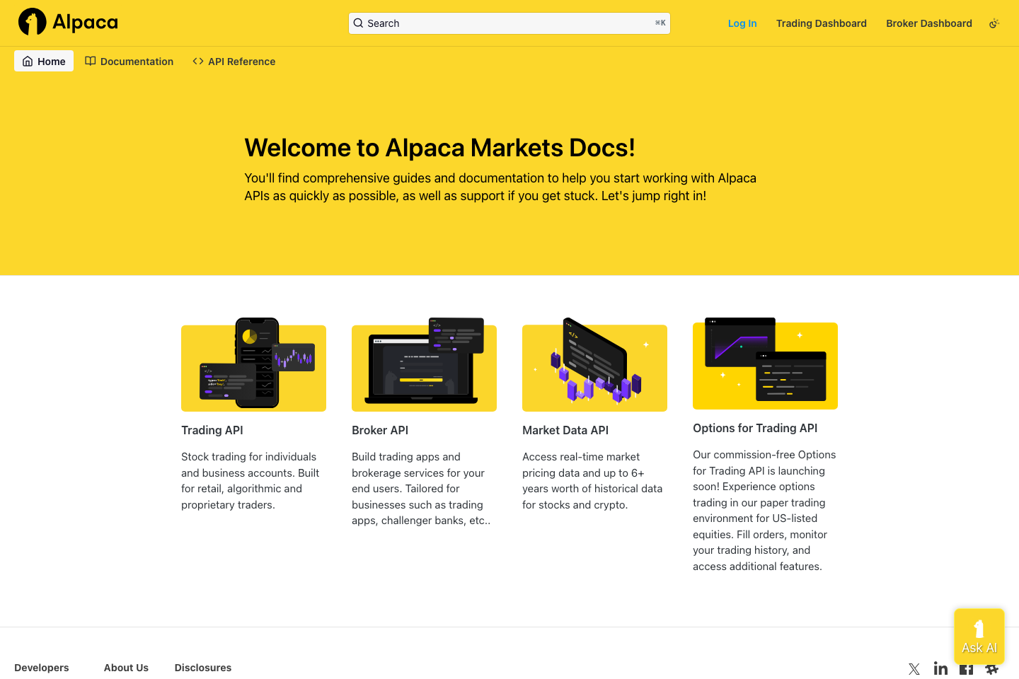 Alpaca Trading documentation page