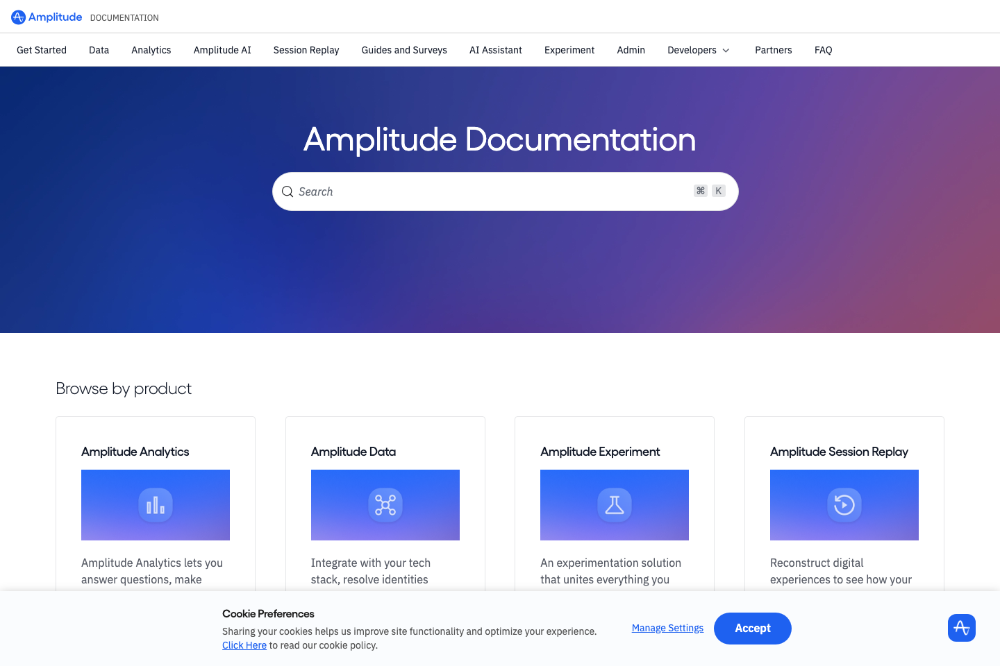 Amplitude documentation page