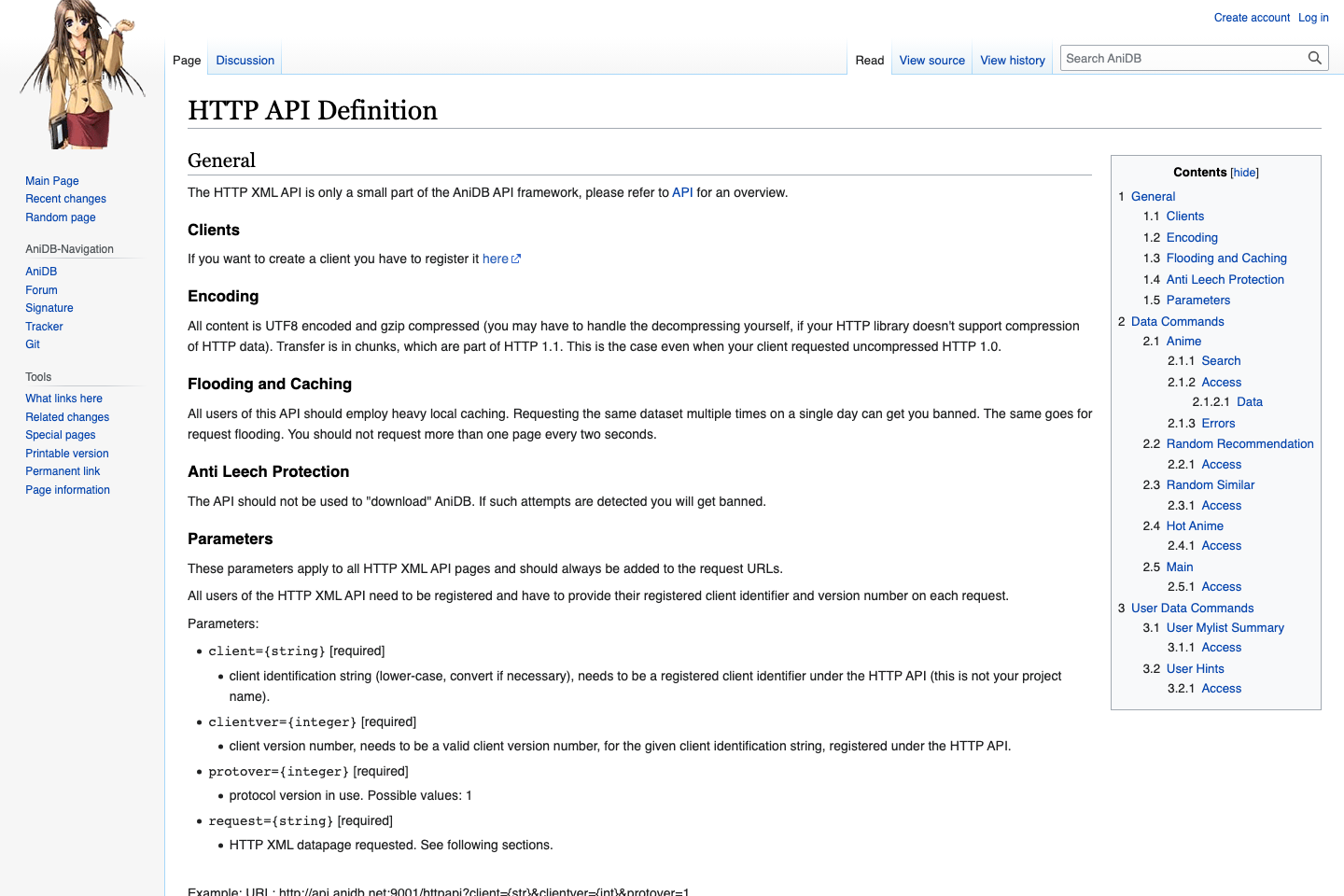 AniDB documentation page