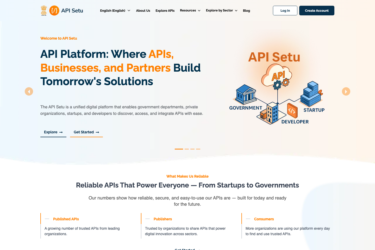 API Setu documentation page