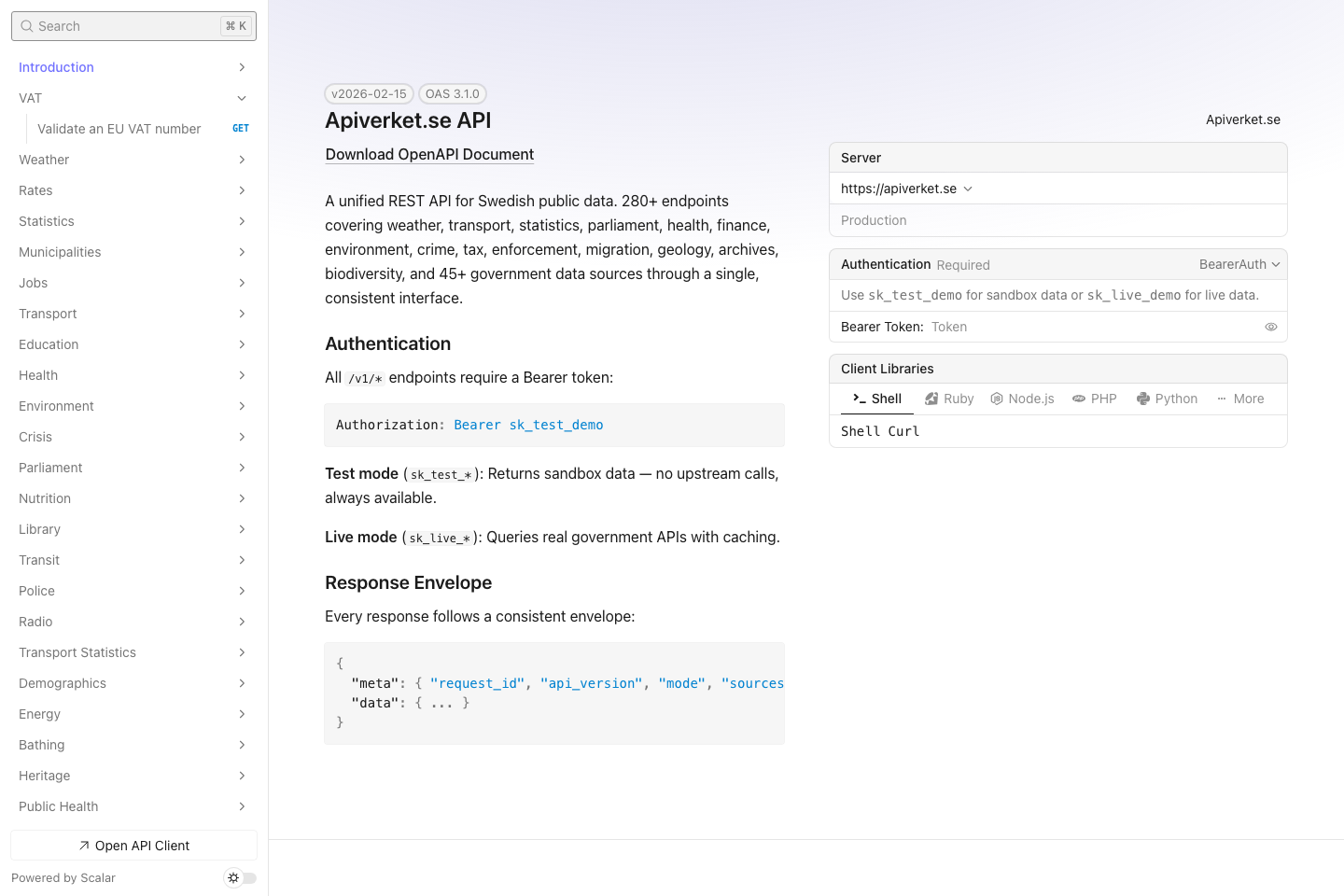 Apiverket documentation page