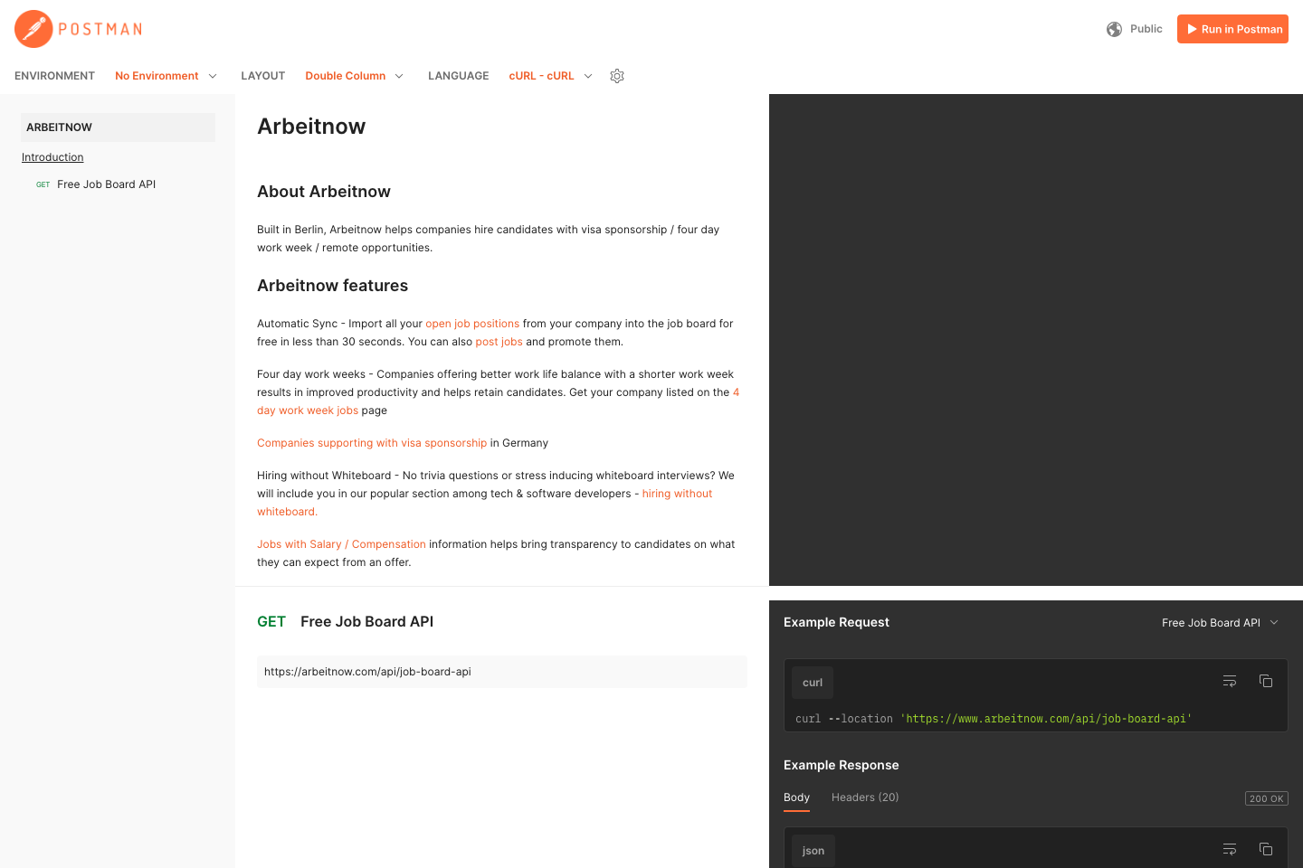 Arbeitnow documentation page