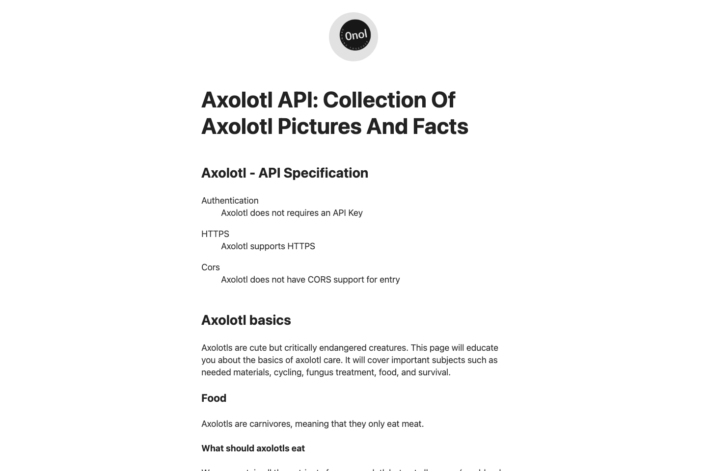Axolotl documentation page