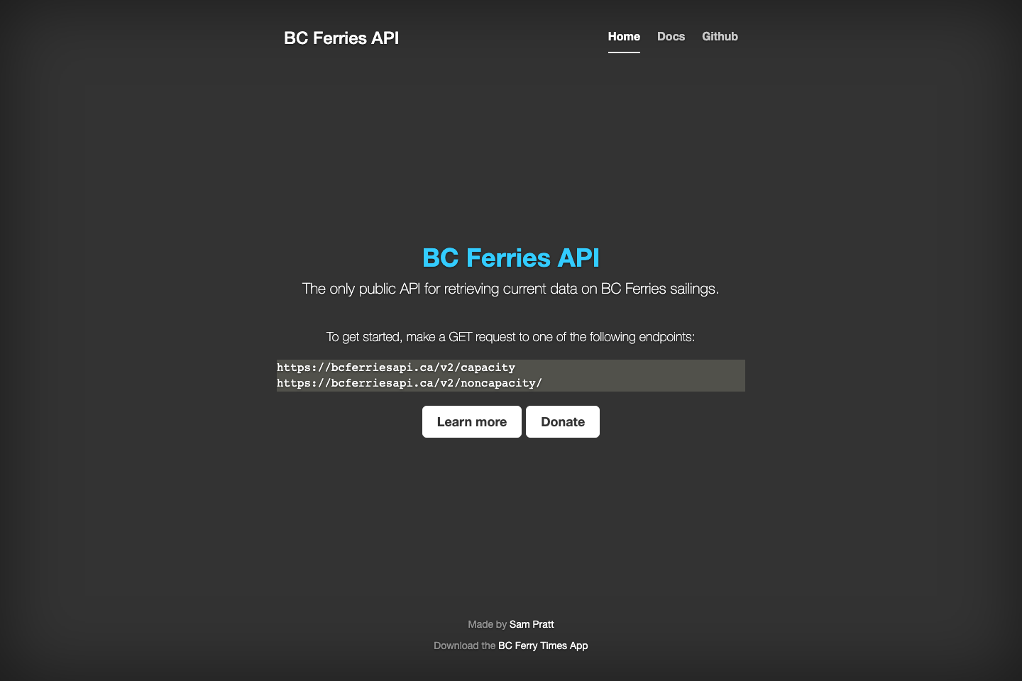 BC Ferries documentation page