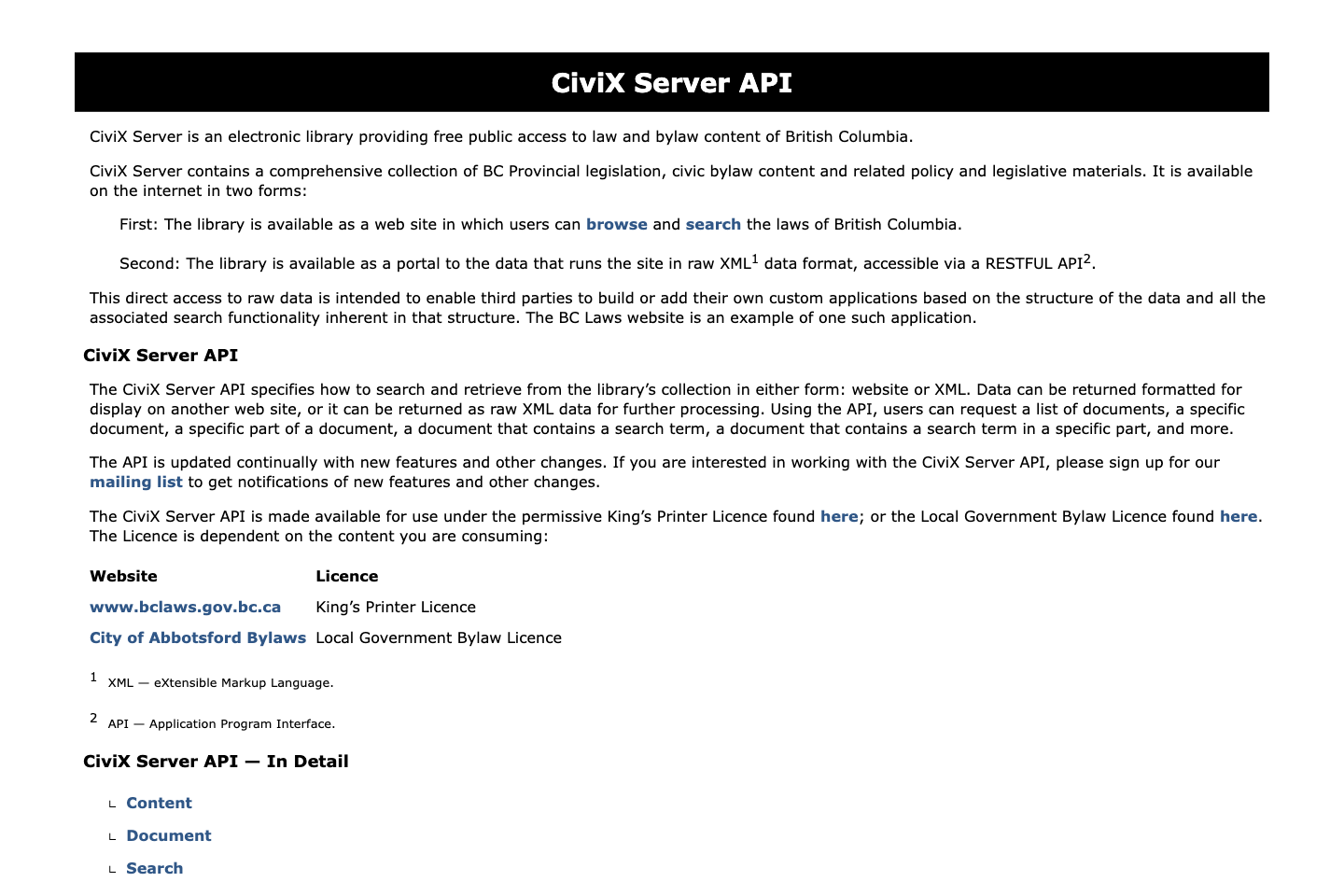 BCLaws documentation page