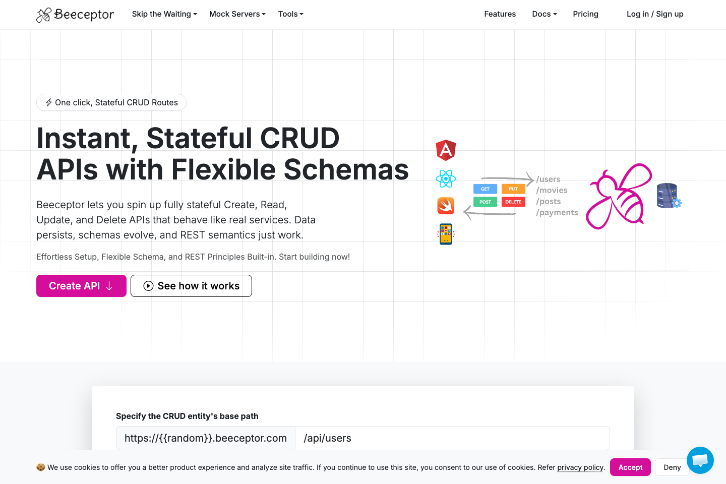 Beeceptor's CRUD APIs documentation page