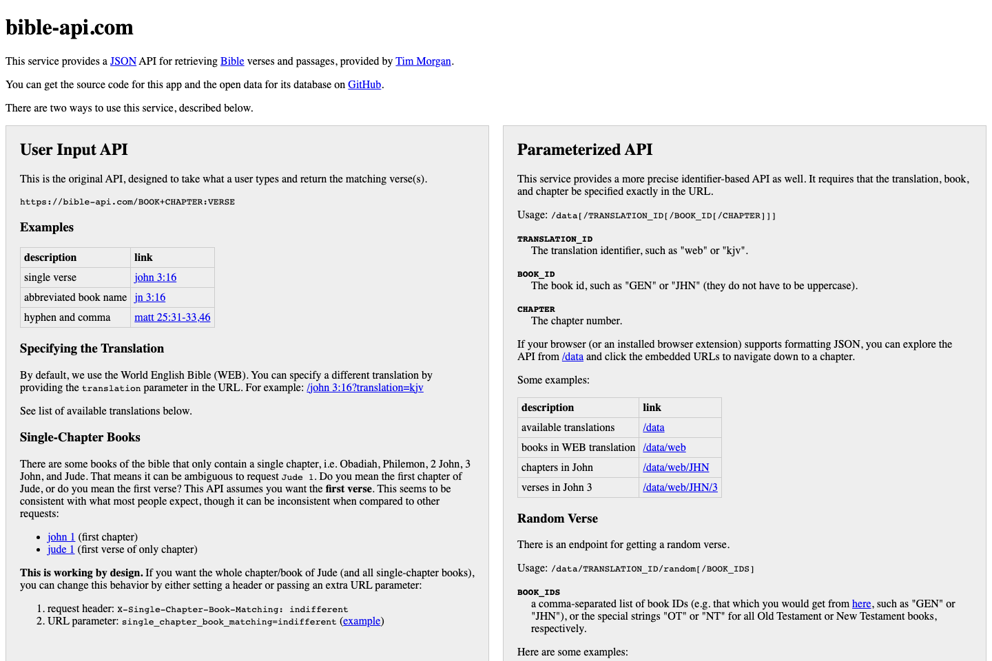 Bible-api documentation page