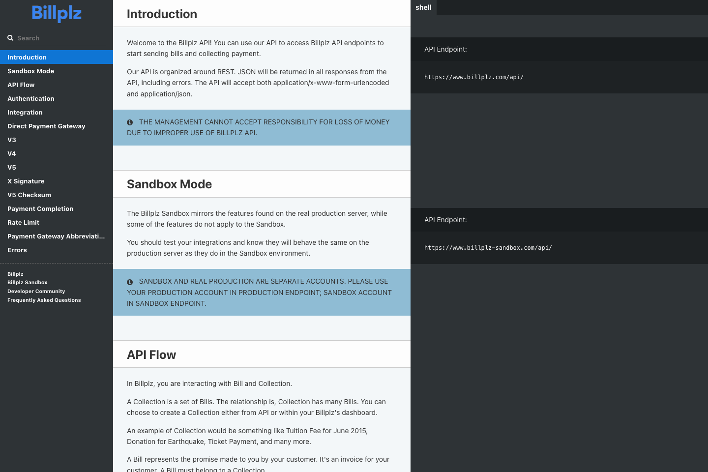 Billplz documentation page