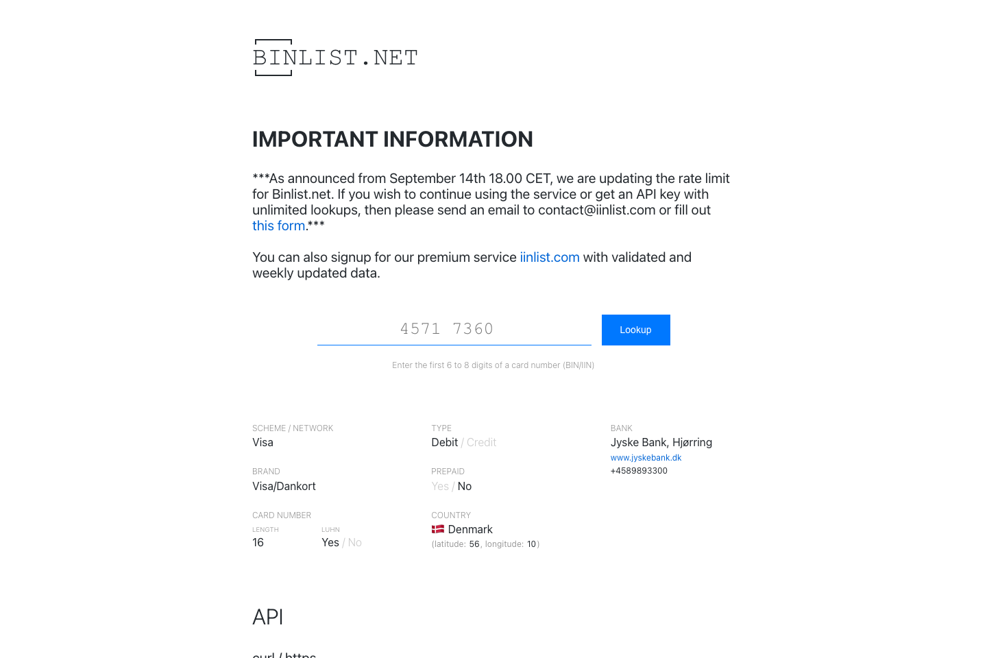 Binlist documentation page