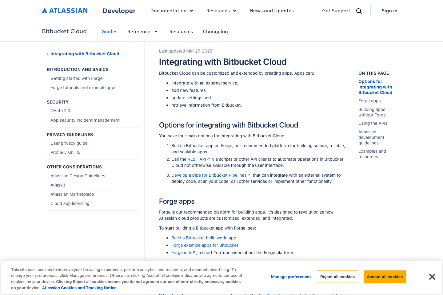 Bitbucket documentation page