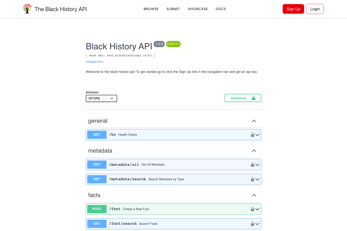 Black History Facts documentation page