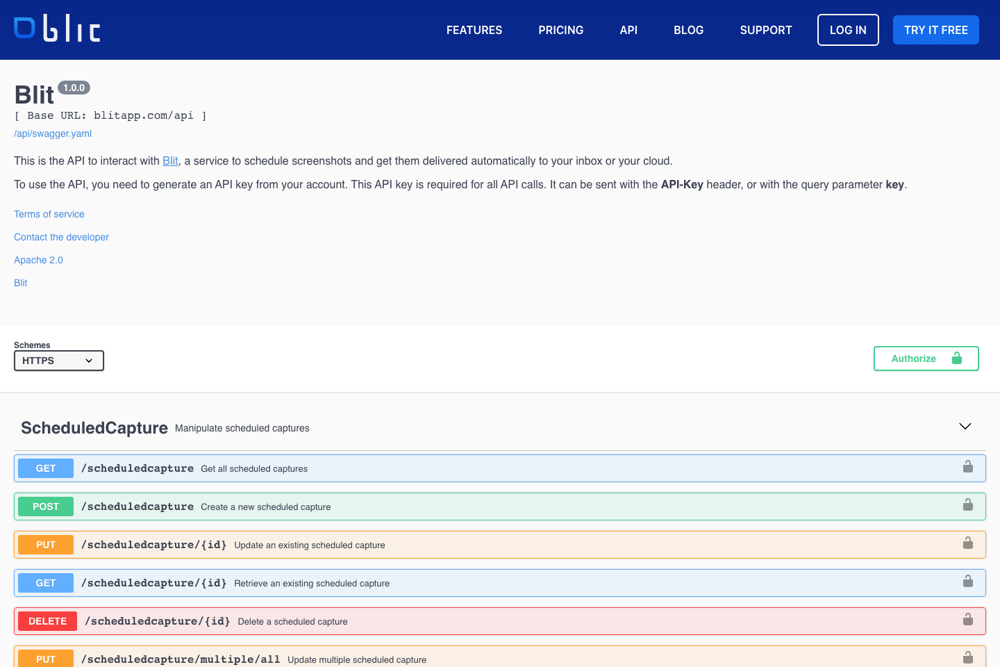 Blitapp documentation page