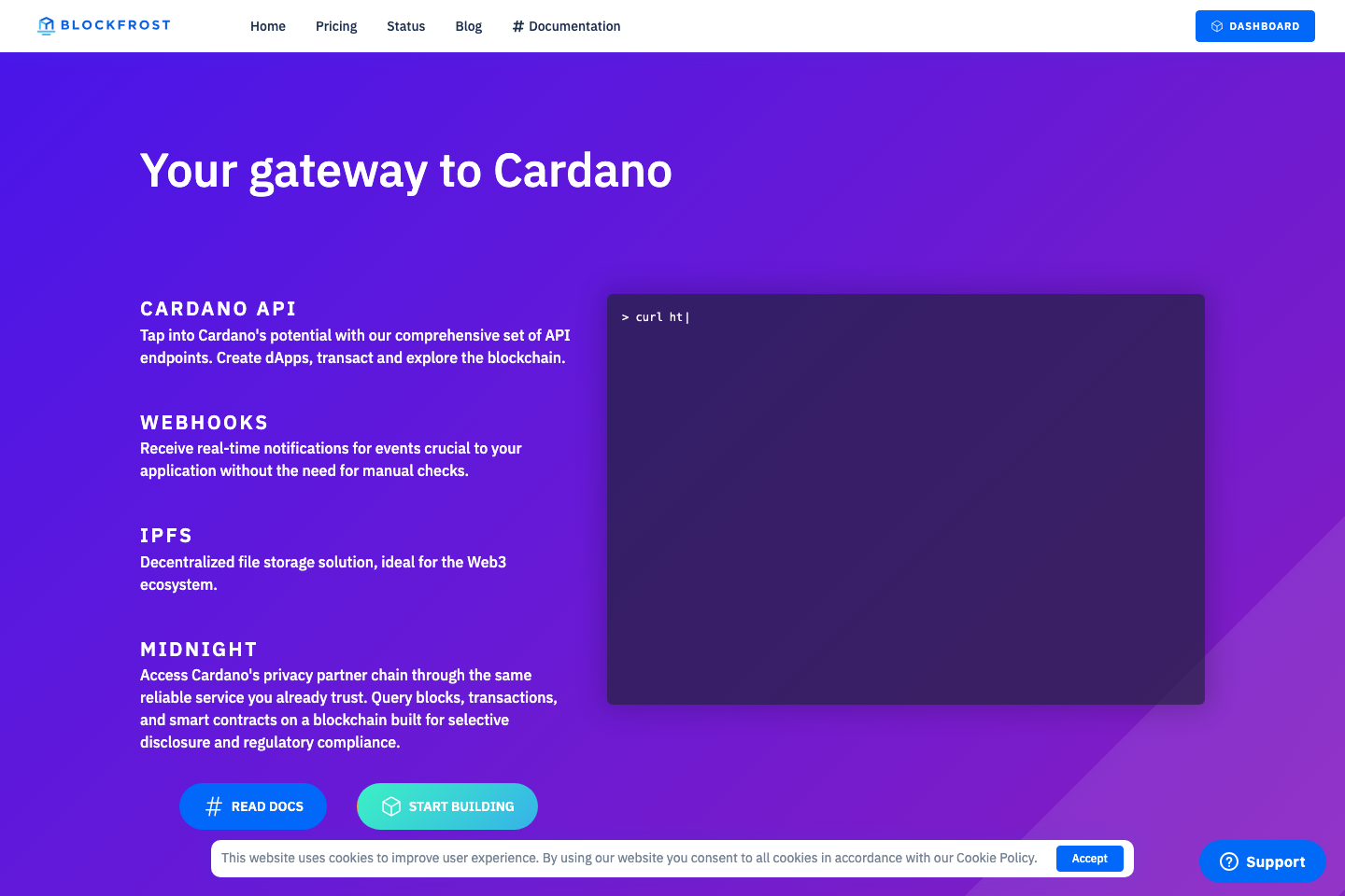 blockfrost Cardano documentation page