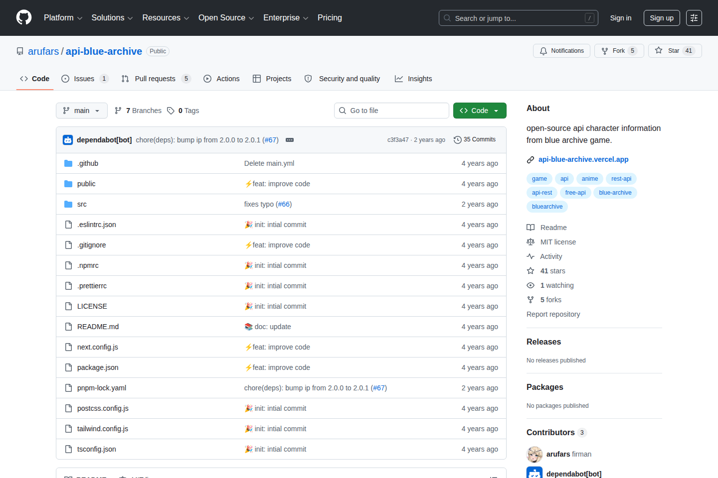 Blue Archive documentation page