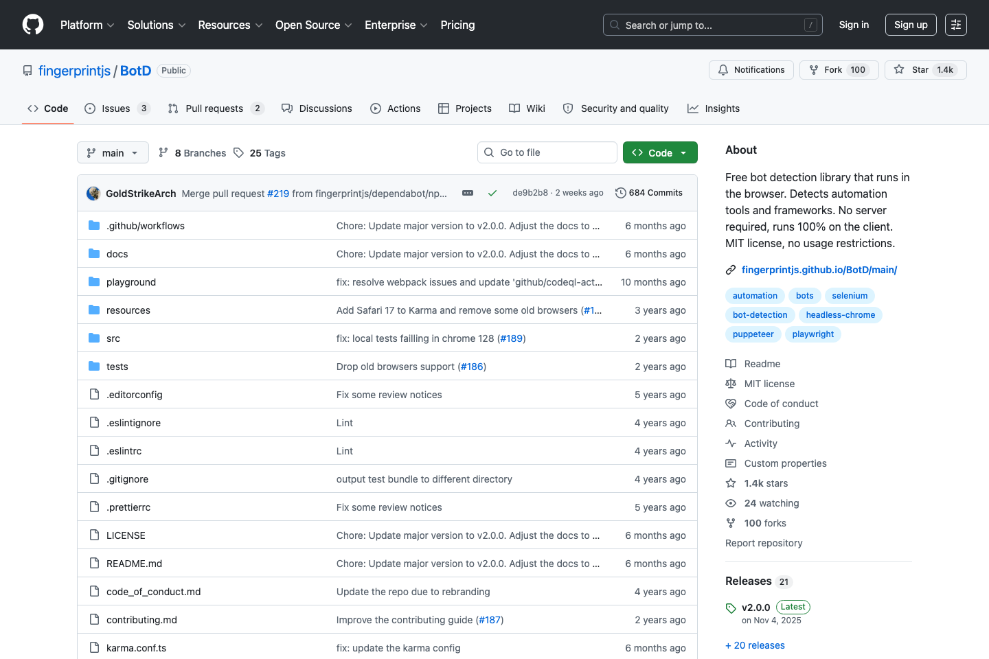 Botd documentation page