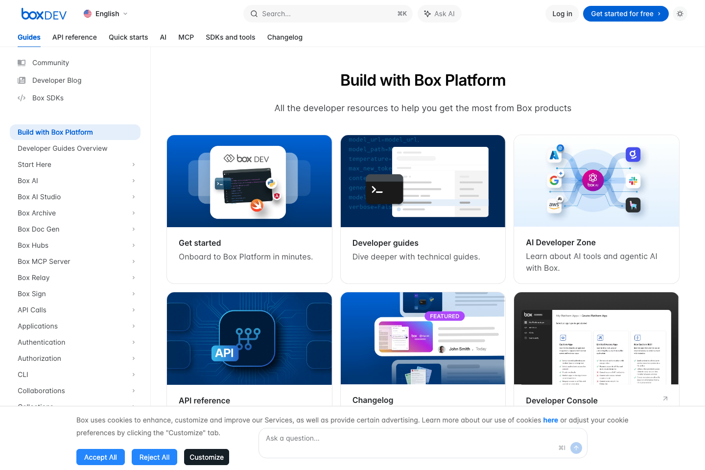Box documentation page