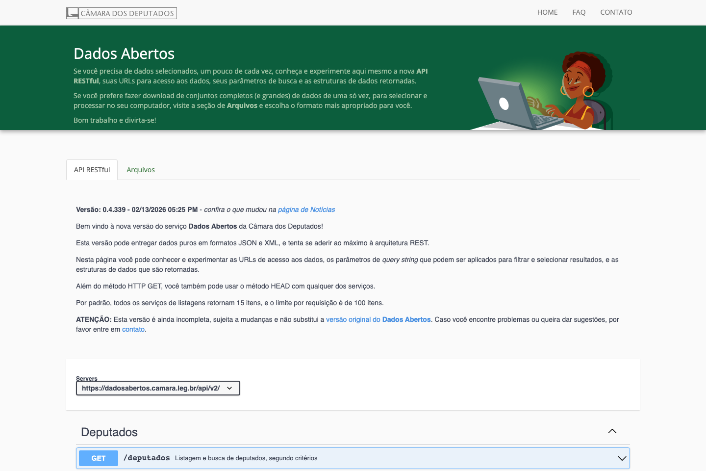 Brazilian Chamber of Deputies Open Data documentation page