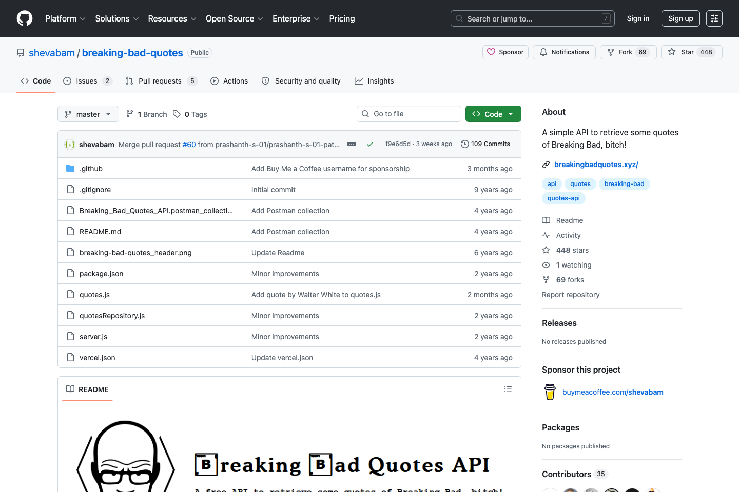 Breaking Bad Quotes documentation page