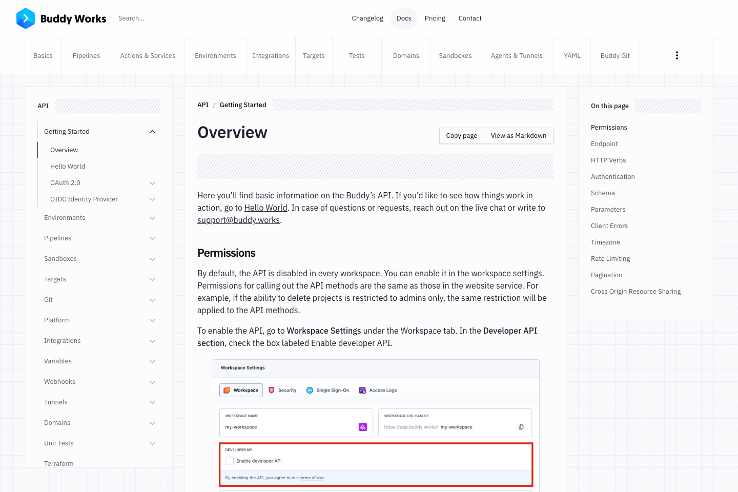 Buddy documentation page