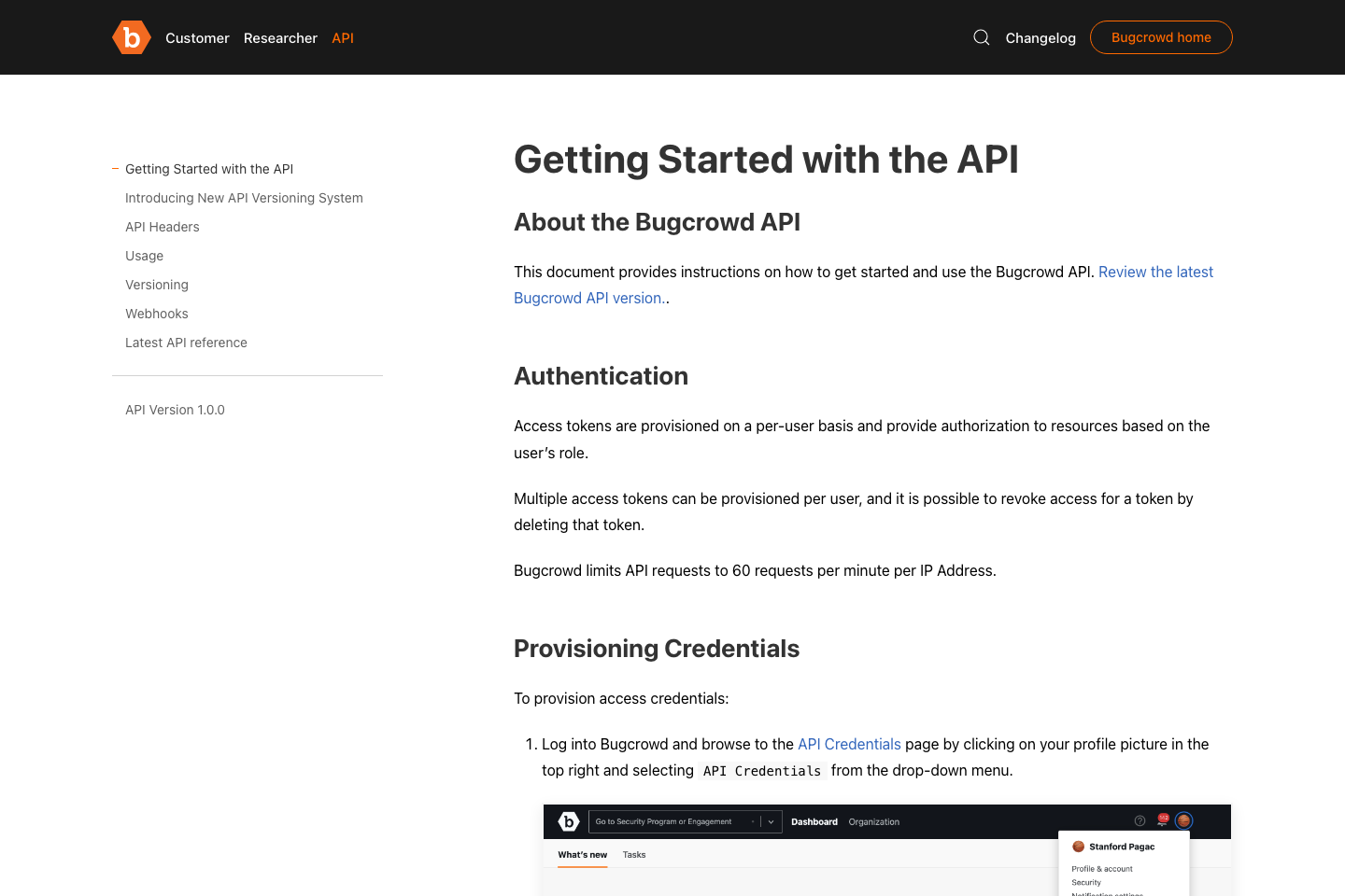 Bugcrowd documentation page