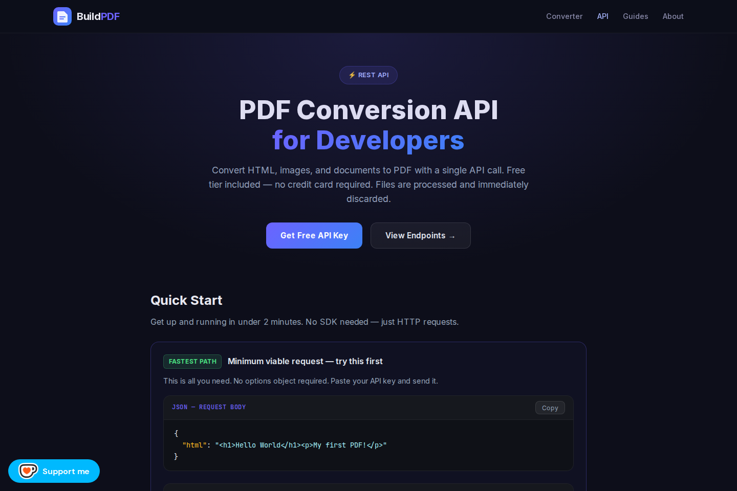 BuildPDF documentation page