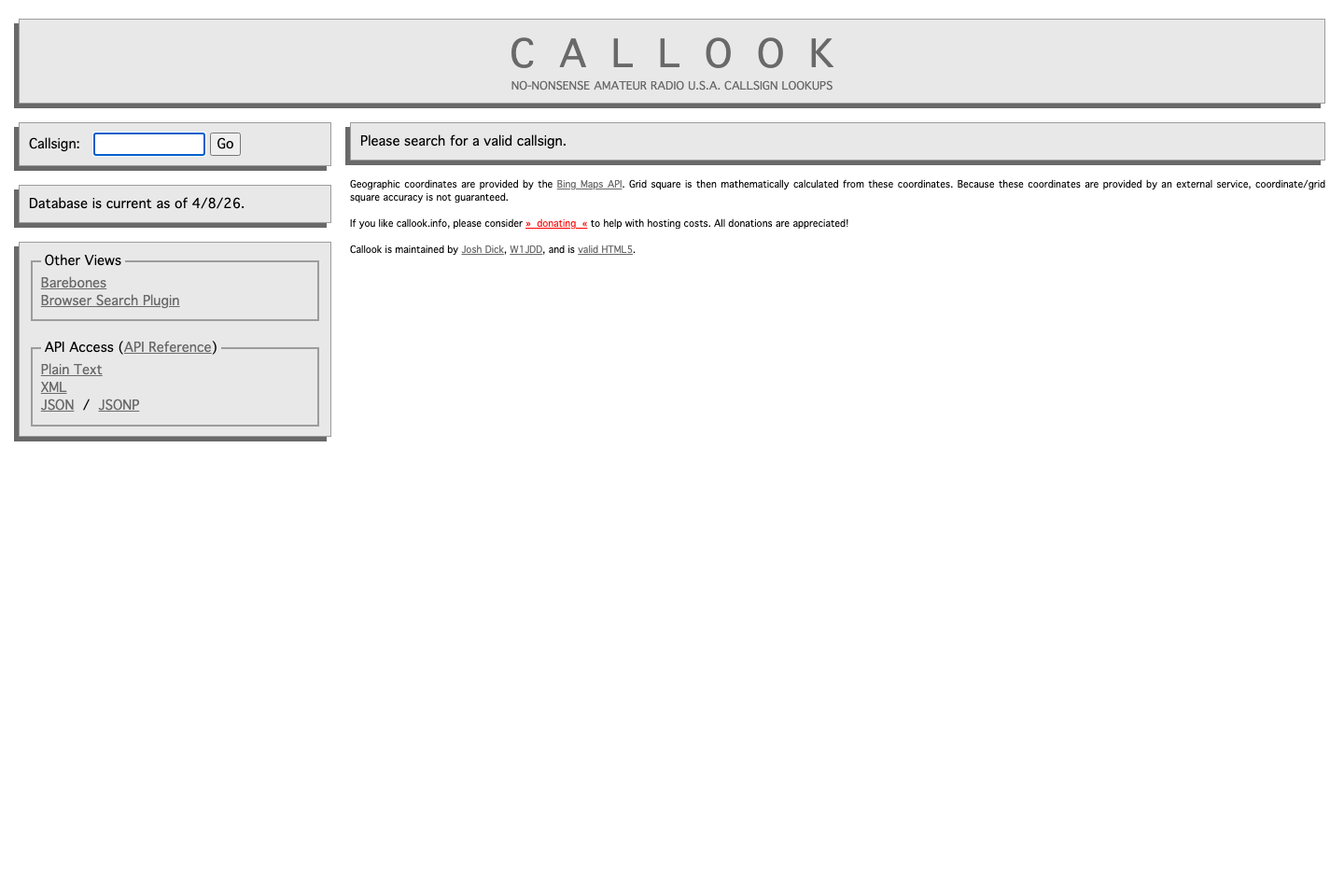 Callook.info documentation page
