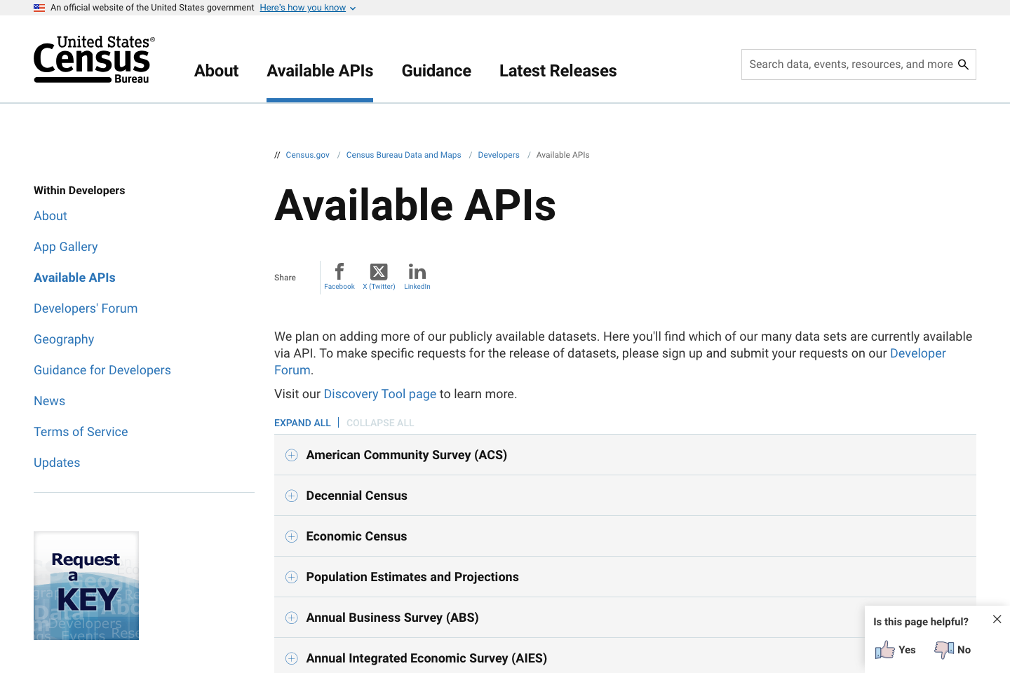 Census.gov documentation page