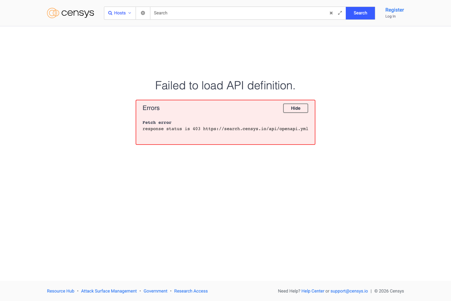 Censys documentation page