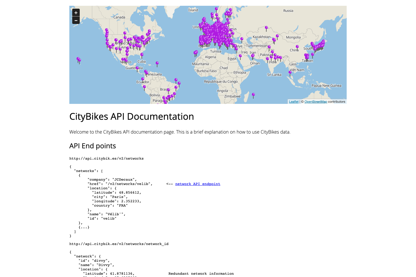 City Bikes documentation page