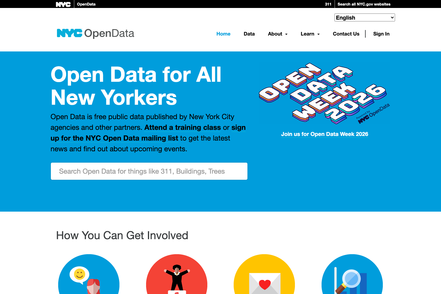 City, New York Open Data documentation page