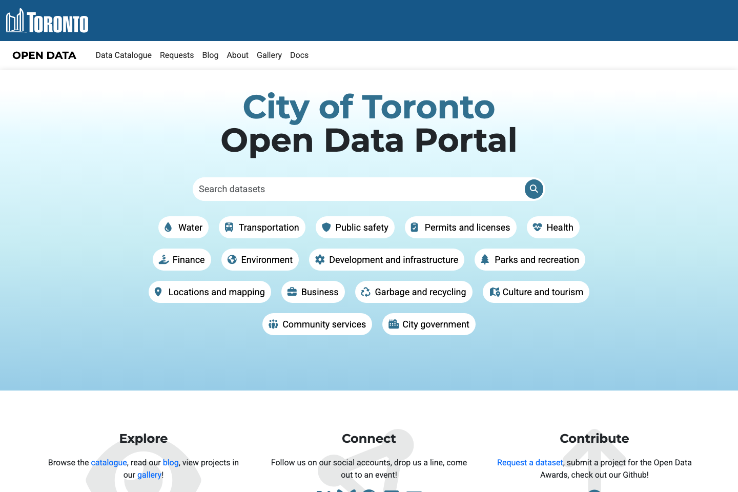 City, Toronto Open Data documentation page