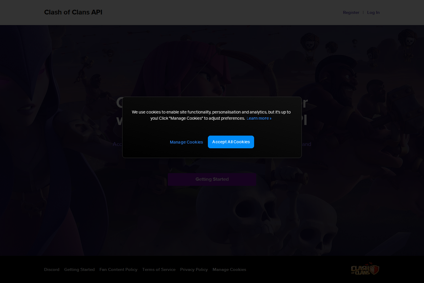 Clash of Clans documentation page
