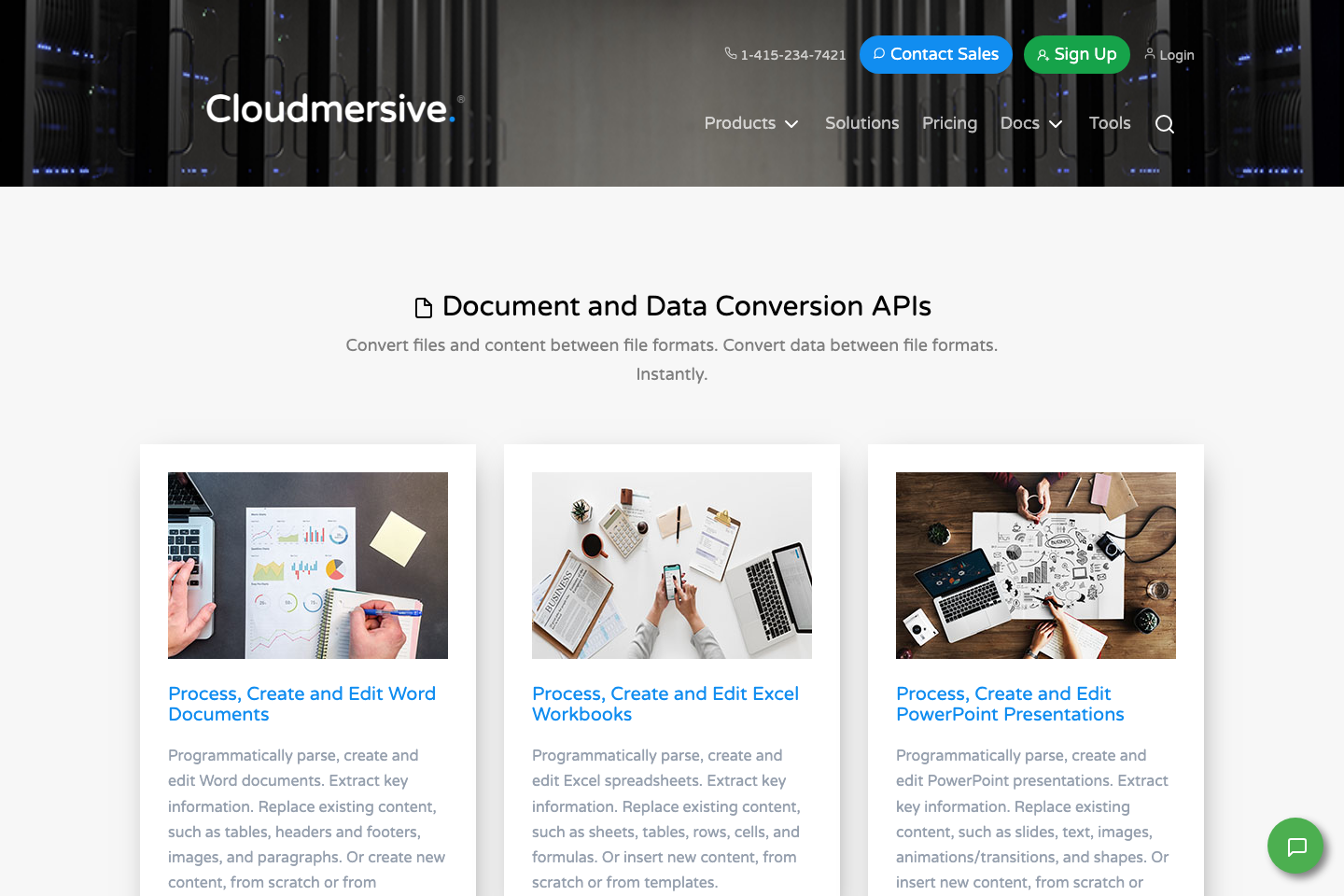 Cloudmersive Document and Data Conversion documentation page