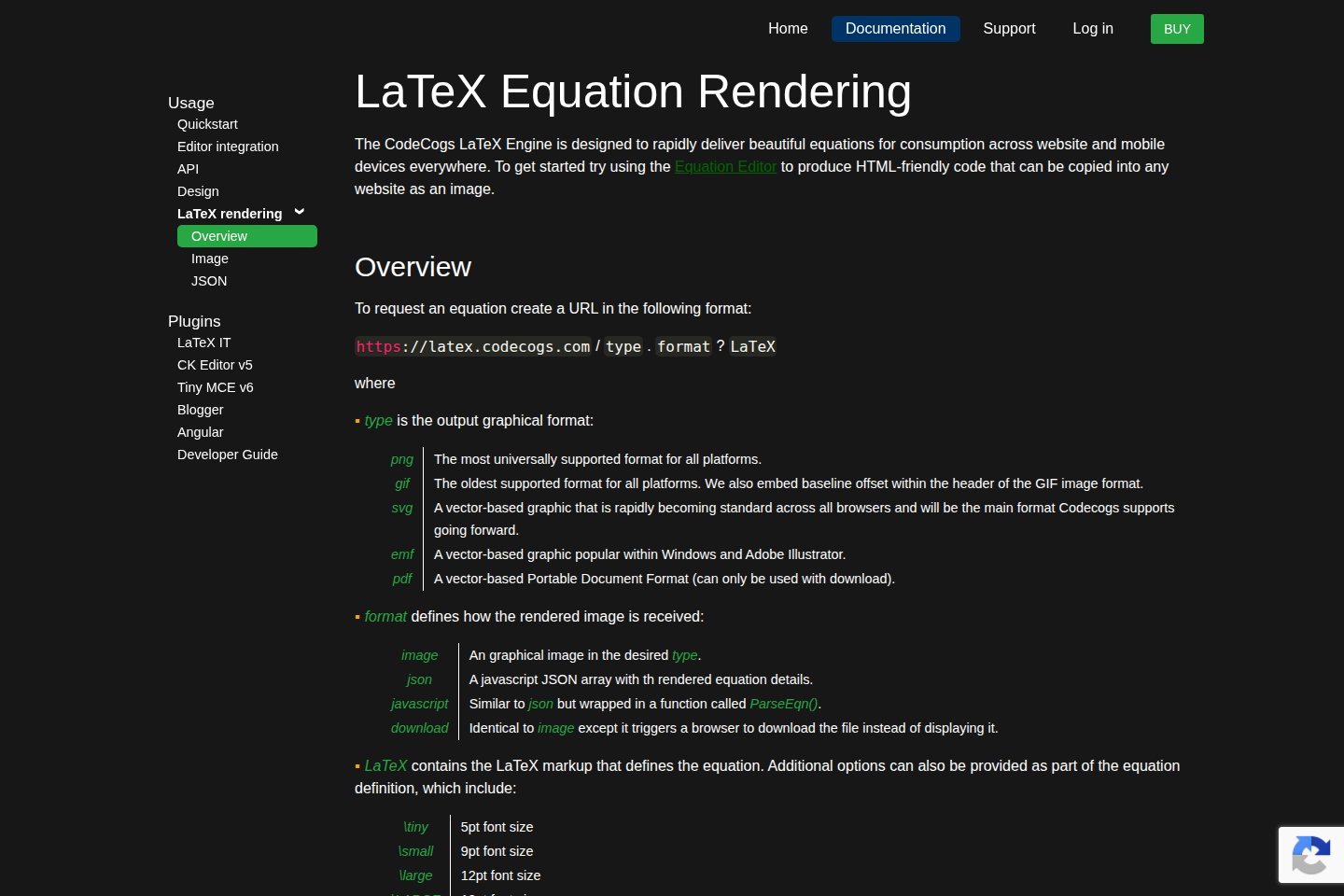 CodeCogs documentation page