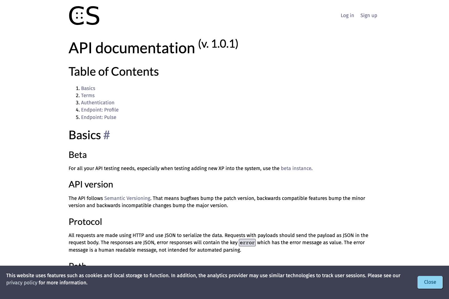 Code::Stats documentation page
