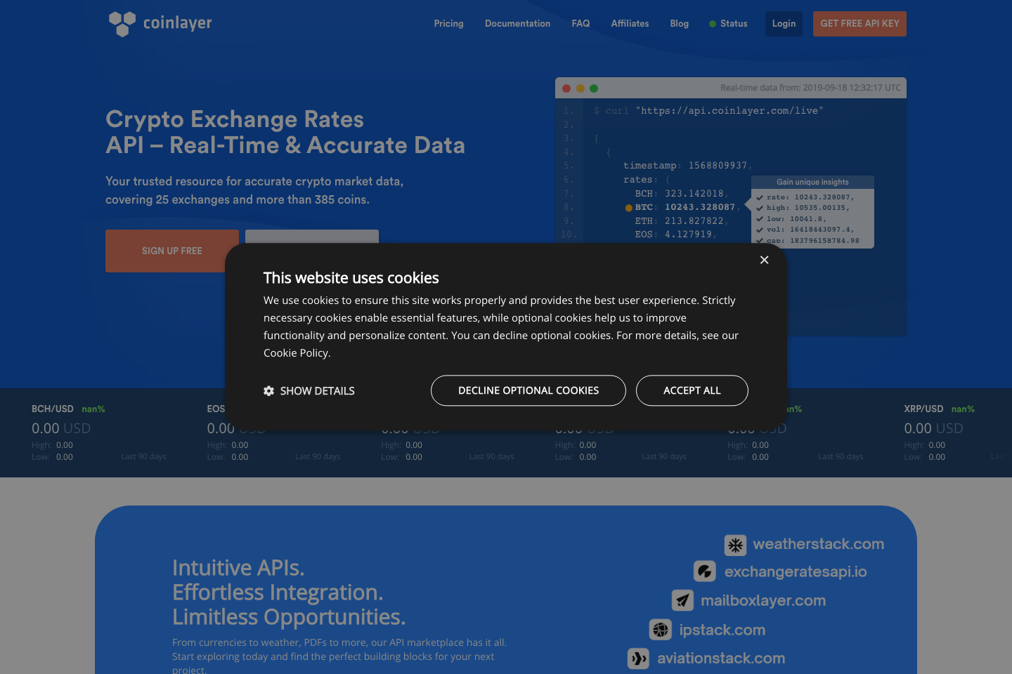 CoinLayer documentation page