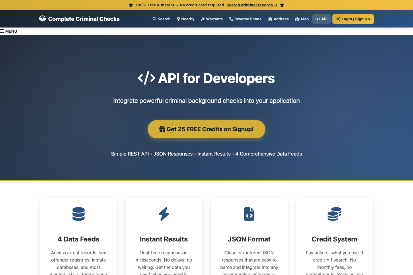 Complete Criminal Checks documentation page