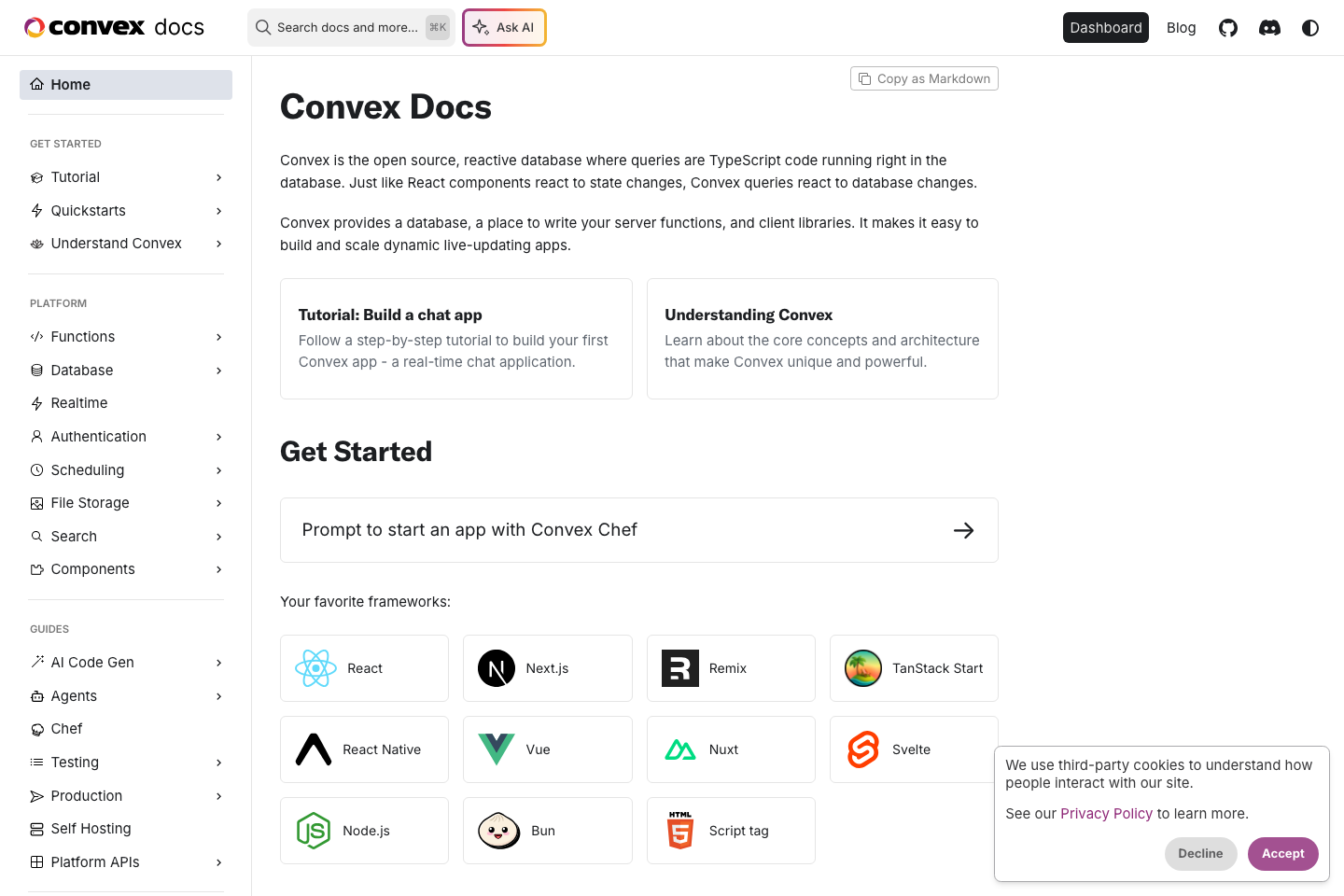 Convex documentation page
