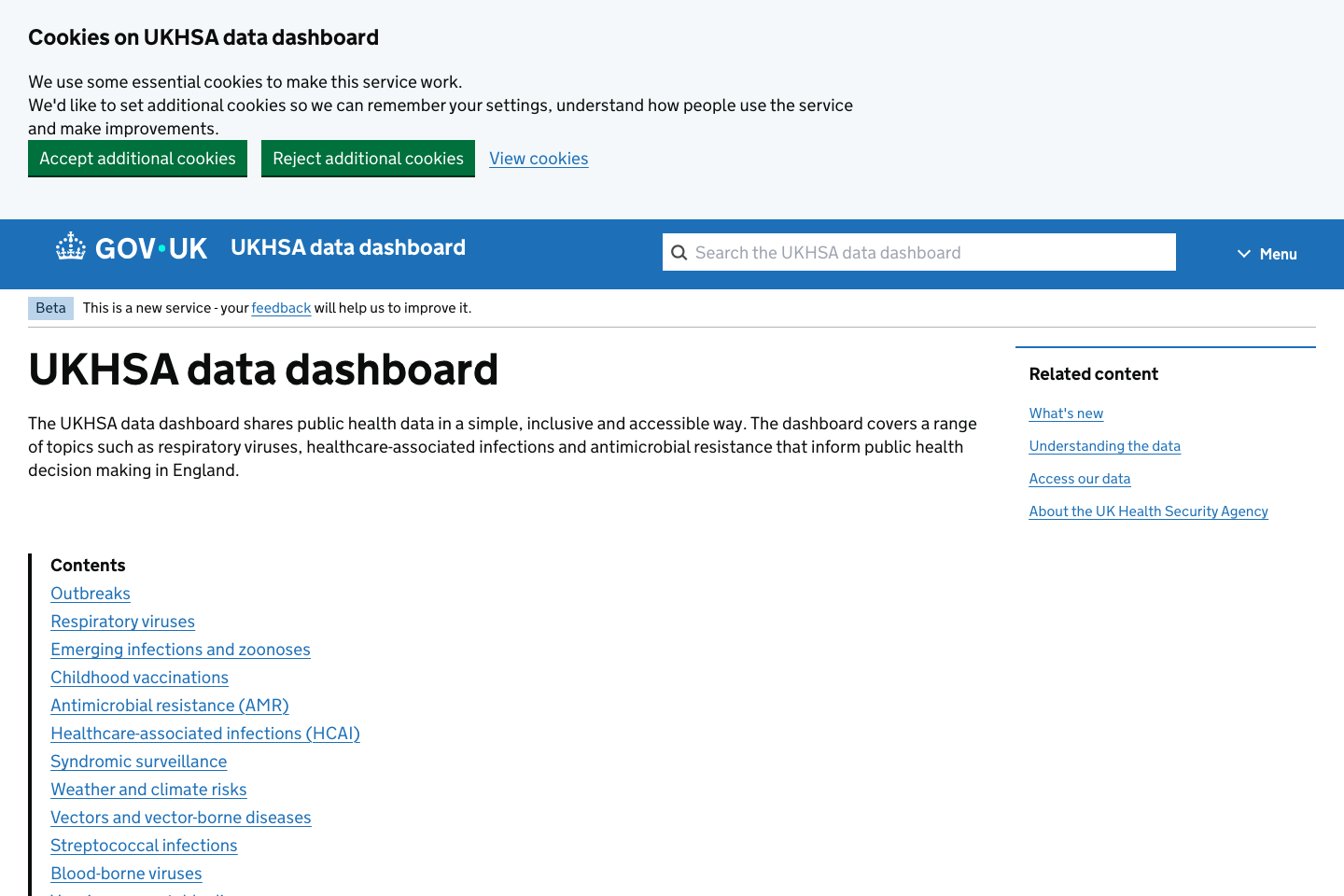 Coronavirus in the UK documentation page