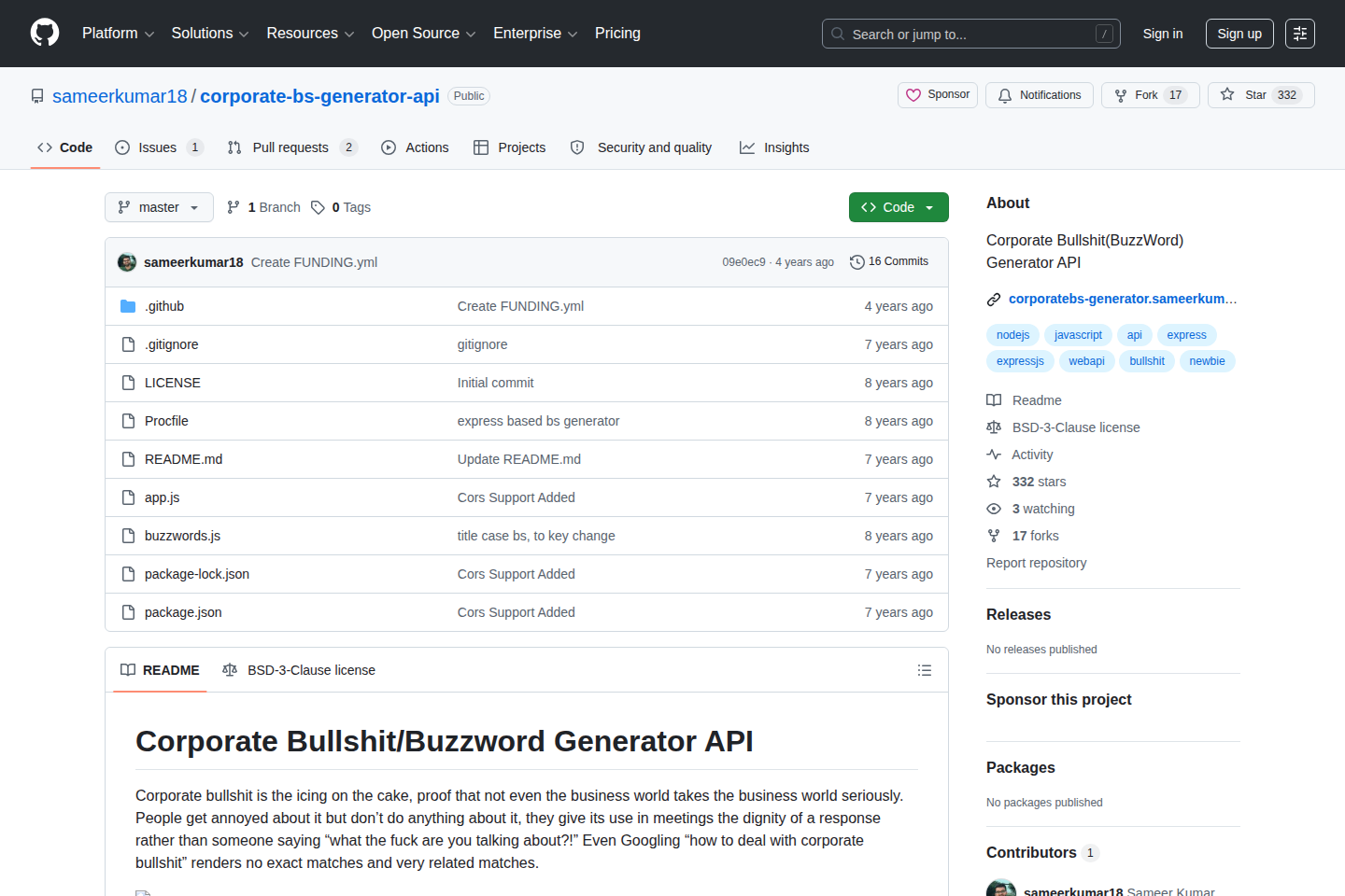 Corporate Buzz Words documentation page