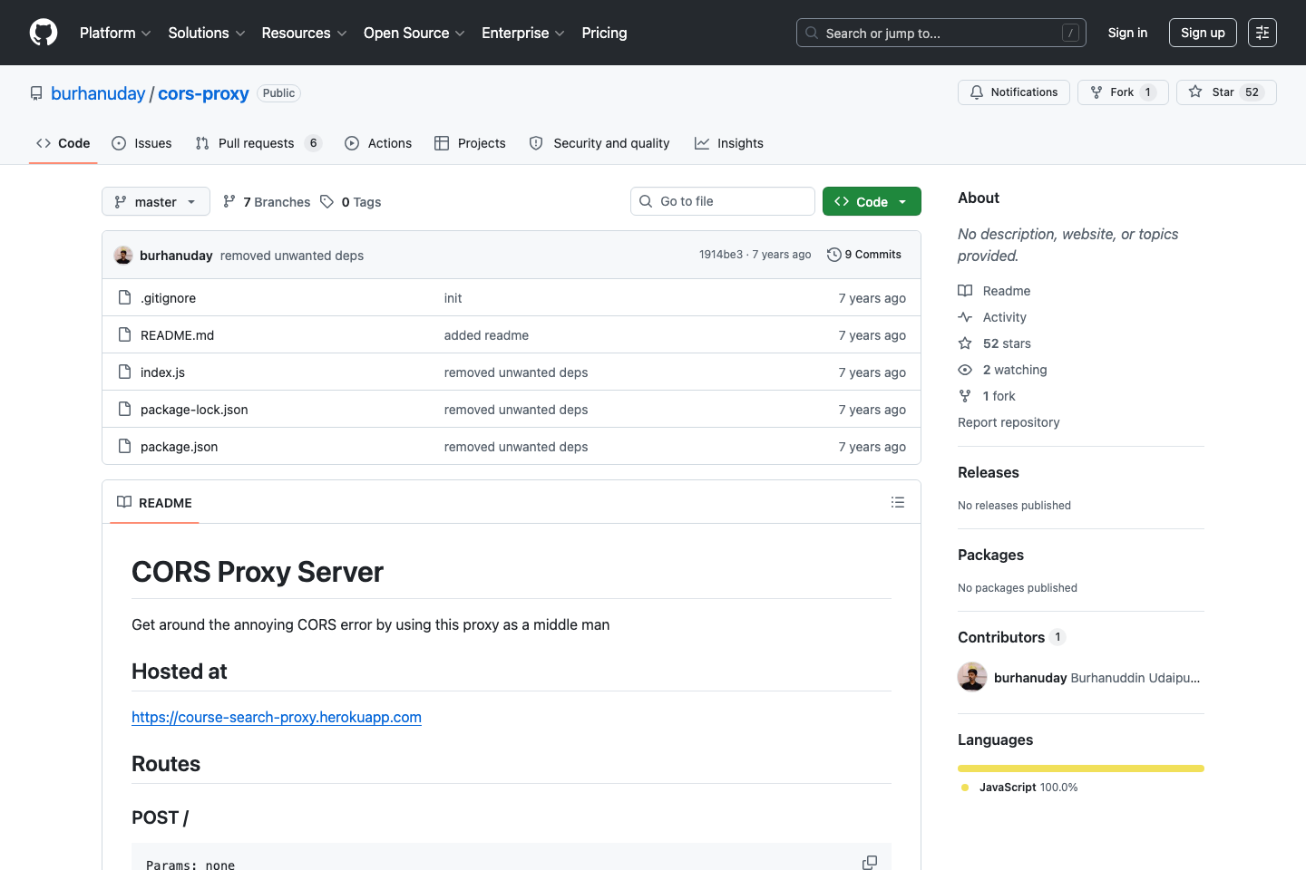 CORS Proxy documentation page