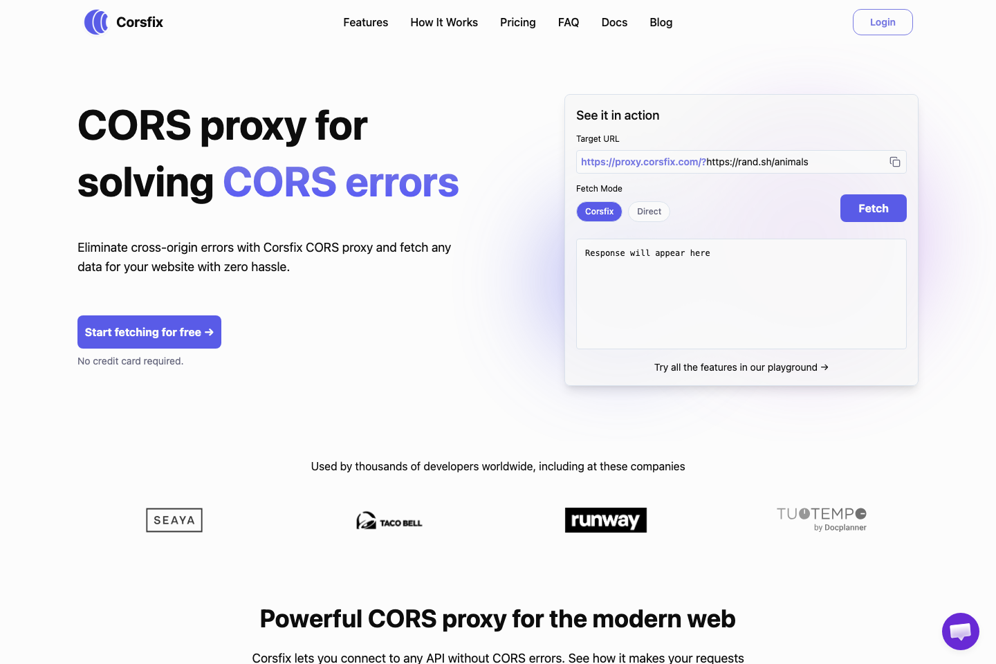 Corsfix documentation page