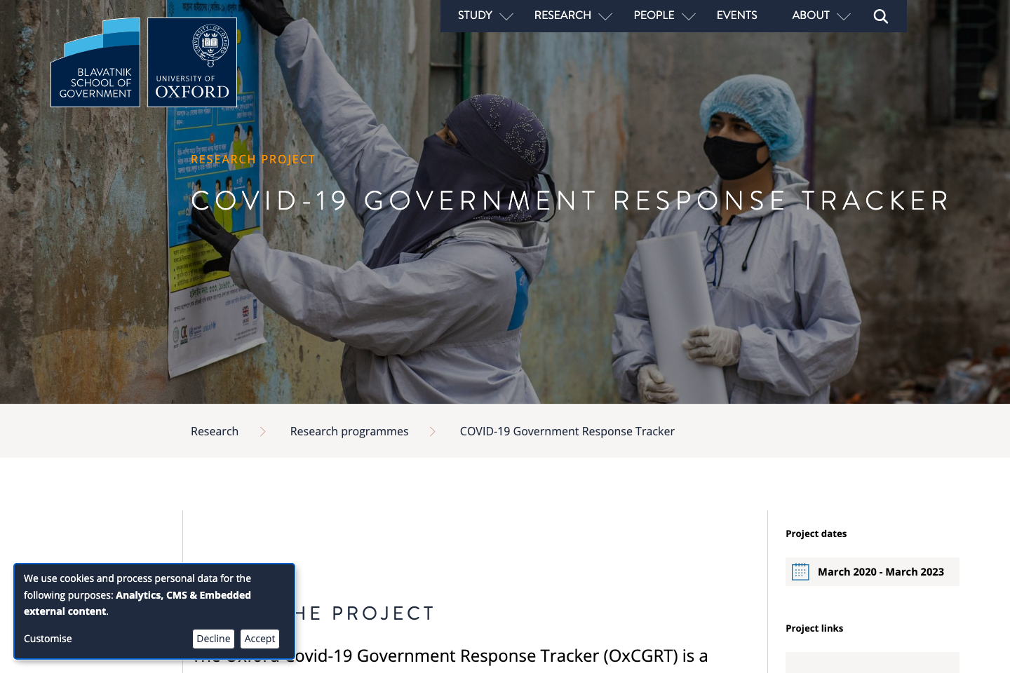 Covid-19 Government Response documentation page
